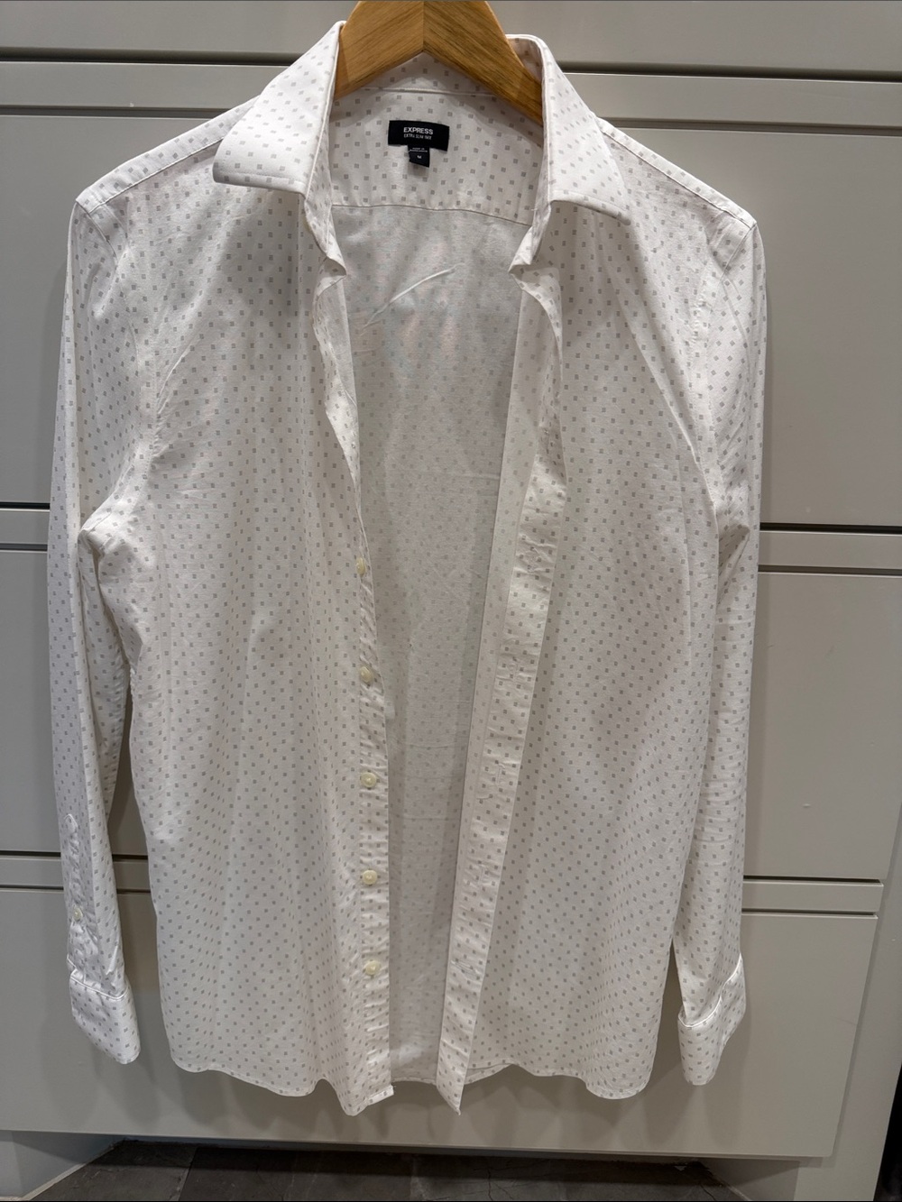Express White Dress Shirt with Subtle Microdot Pattern